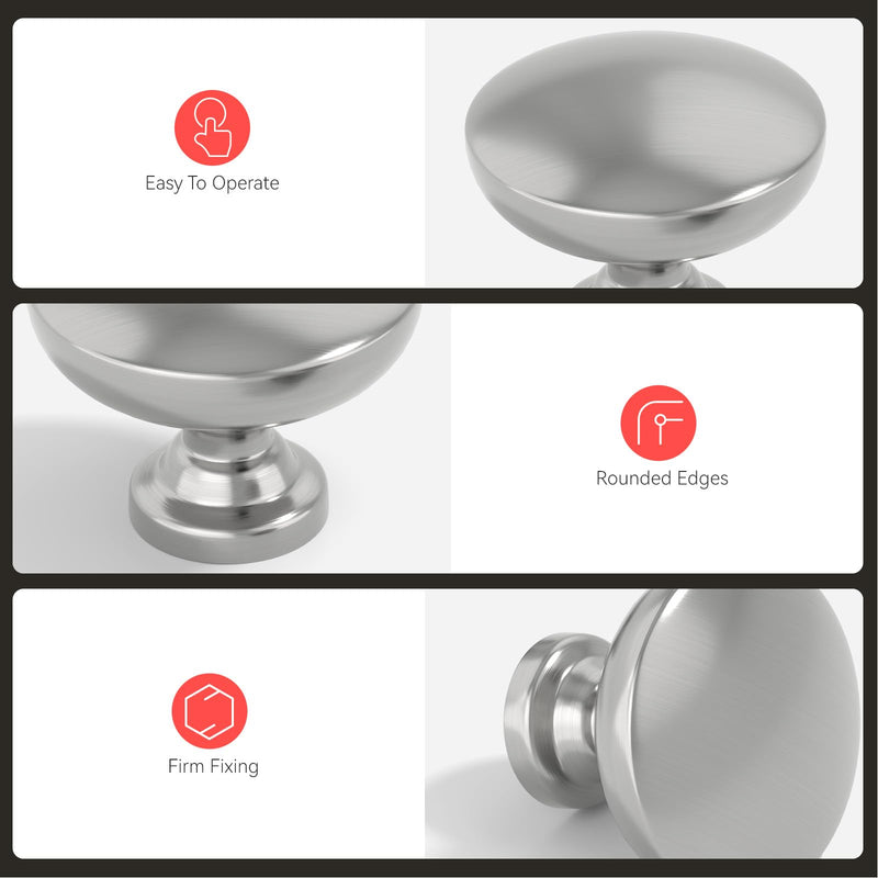 homdiy 10 Pack Brushed Nickel Cabinet Knobs Silver Round Dresser Drawer Knobs for Cabinets, Aluminum Alloy Kitchen Hardware Handles