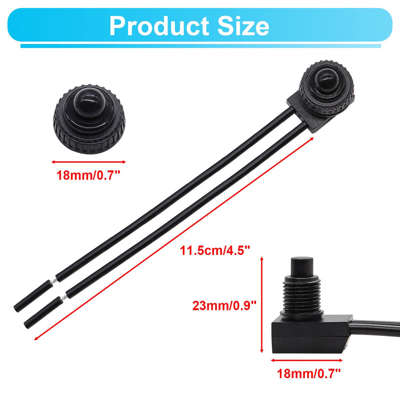 TWTADE 2PCS Waterproof RV Push Button Switch 12V ON/Off SPST Switch for Motorcycle/Auto Car Bathroom Fan with 4.5'' Lines KP-107 2 PCS