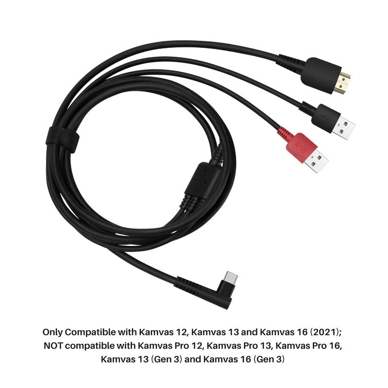 HUION 3-in-1 Cable CB05A | Only Compatible with Kamvas 12/13/16 (2021), Not Compatible with Kamvas Pro 12/13/16, 13(Gen 3)/16(Gen 3)