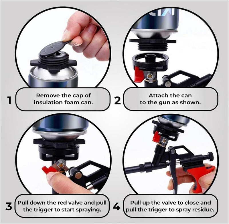 ixirpro Mega Professional Expanding Foam Spray Gun (2 Insulation Guns + 18 Extenders) PU Insulating Applicator Heavy Duty Metal Body Dispensing Foam Gun Suitable for Caulking, Filling, Sealing 2 Pack