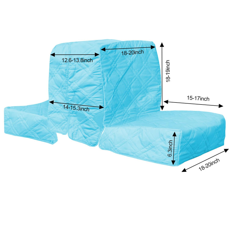 Back to Back Boat Seat Covers， Replacement Boat Lounge Seat Covers, Soft Microfiber Fabric, 100% Waterproof Boat Covers for Damaged Seats (Blue) Blue
