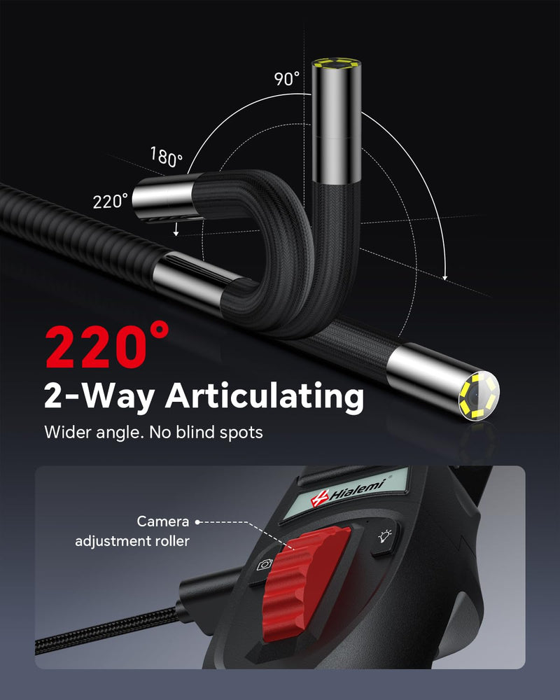 Two-Way Articulating Borescope, Phone Endoscope Camera with Light | 6.2mm Probe, 1080P HD, 5.3FT Cable, Ergonomic Design, Wide Phone Compatibility, for Automotive, Wall, Mechanics Inspection