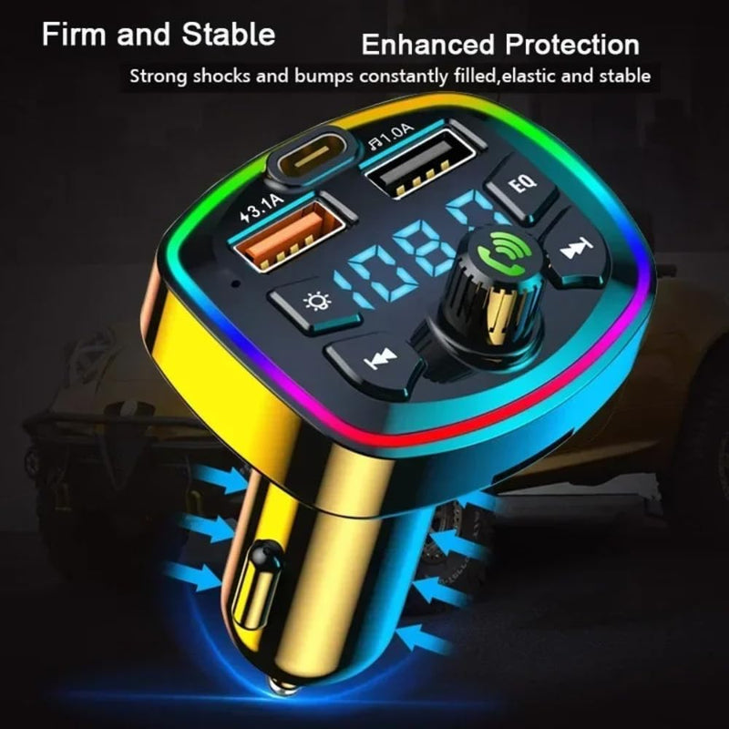 Car Cigarette Lighter PD 3.1A Fast Charging Bluetooth Receiver Lossless MP3 Player Car Music USB Converter with Digital Display (Black) Black