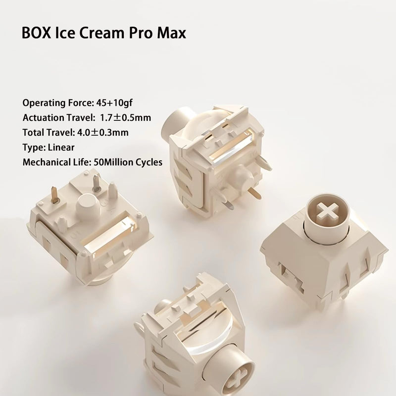 Kailh Box Ice Cream Pro Max Keyboard Switches,Pre-Lubed Linear 5-pin 45gf RGB SMD Switch for Mechanical Keyboard(Ice Cream 108Pcs)