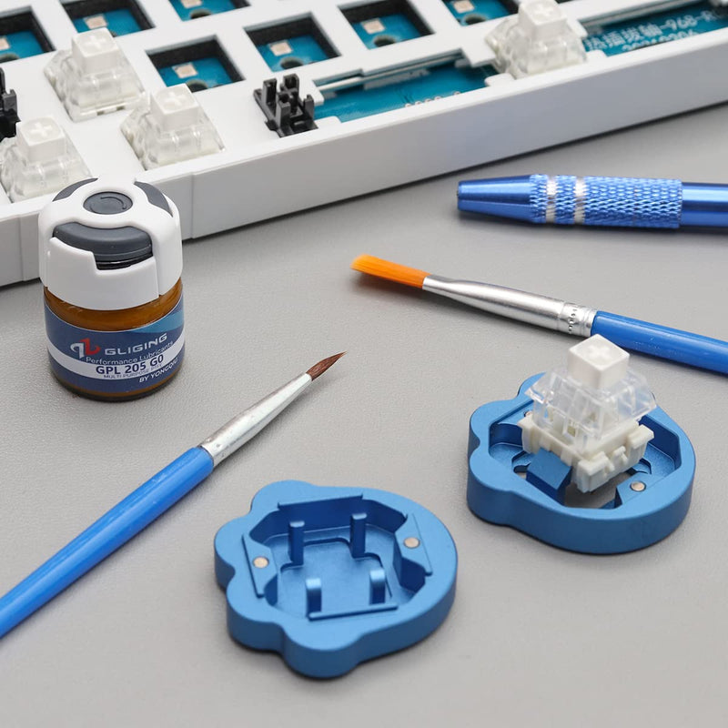 Gliging 2 in 1 Metal Switch Opener GPL 205G0 Lube Mechanical Keyboard Aluminum Alloy Opener Instantly for Cherry mx Switches Blue