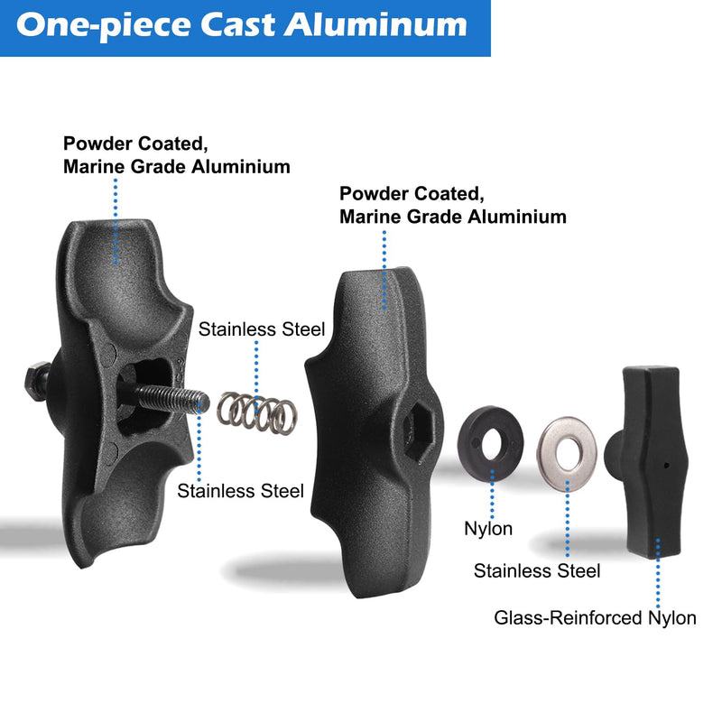 Aluminum Short (3.35") Double Socket Arm for 1.5 Inches/C Size / 38mm Ball Accessories, Powerful Clamp, Compatible with RAM Mount, iBolt and More