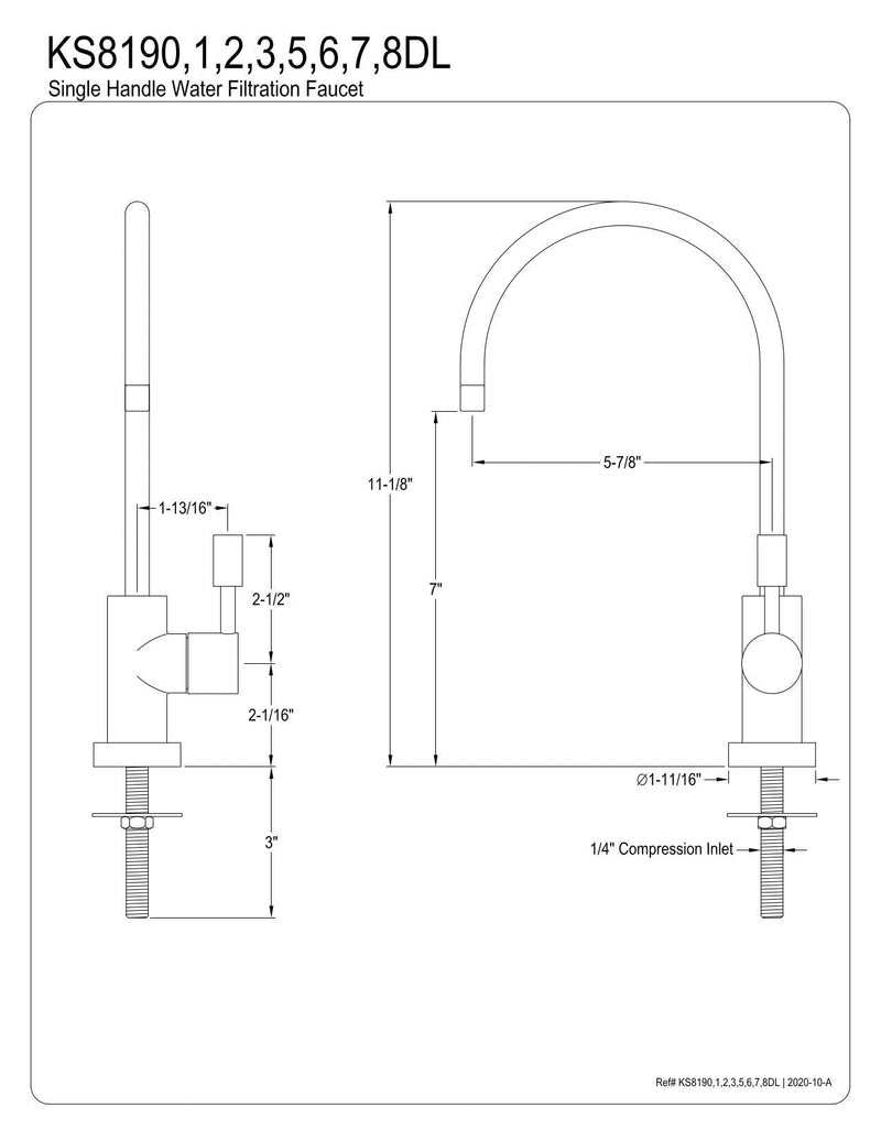 Kingston Brass KS8197DL Concord Single Handle Water Filtration Faucet, Brushed Brass