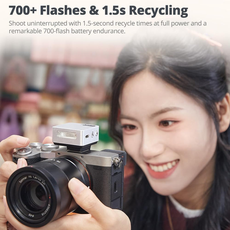Godox IT20 C Mini TTL Camera Flash for Canon-Black | 700+ Full Power,1.5s Recycle Time,USB-C Charging, with Magnetic Diffuser & Filter Black