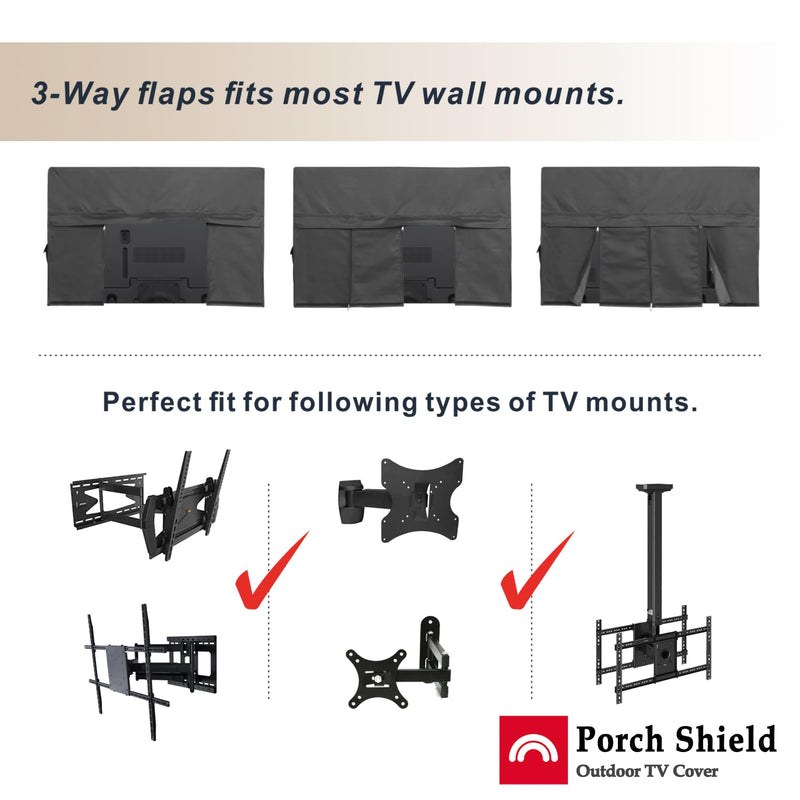 Porch Shield 26-32 inches Outdoor TV Cover Universal Weatherproof Protector for LCD, LED, Plasma Flat TV Screen, Compatible with Wall Mounts and Stands (Black) 26‘’-32‘’ Black