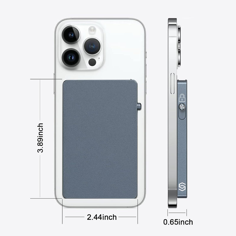 Magnetic Card Holder with Slide Button,for Magsafe Phone Wallet Quick Access to Bank Credit Card,Minimalists Metal RFID Blocking Case Work with IPhone 17/16/15/14/13/12 Series(No 12/13 mini) (Grey) Grey - Metal Wallet