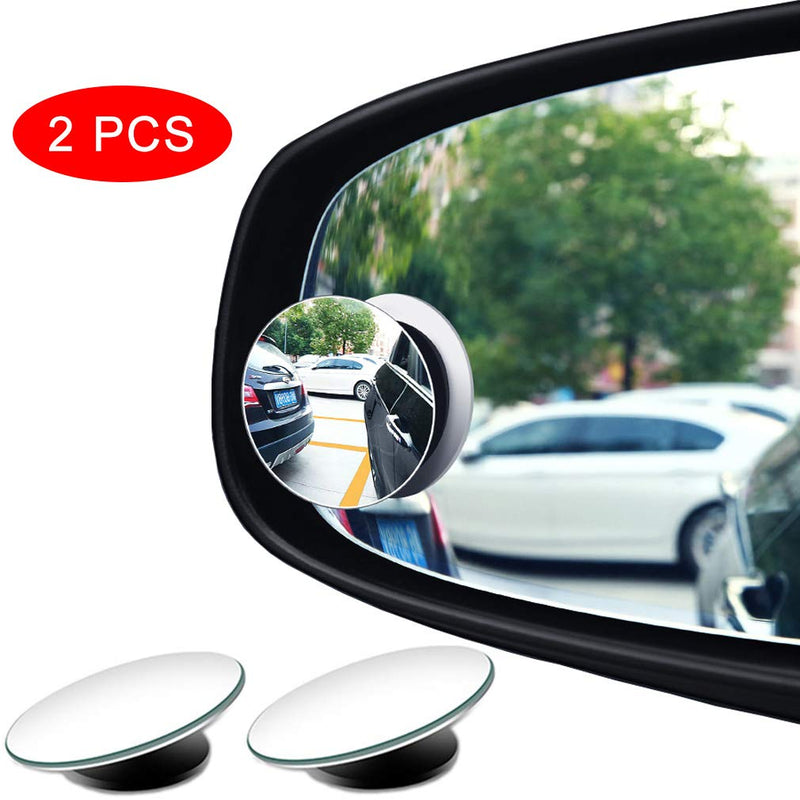 Yusheng 2PCS Mini Blind Spot Mirror, 1.57" Round HD Glass Convex Rear View Mirror, Strong Adhesive for Car (40mm, Frameless)