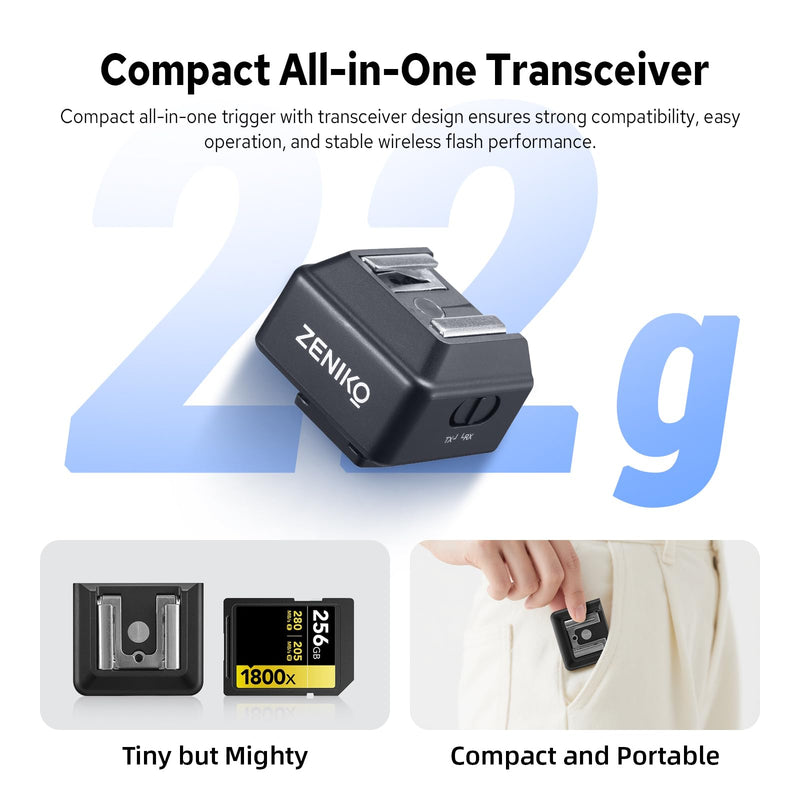 T1 2.4G Wireless Mini Flash Trigger for Canon Nikon Sony DSLR Cameras Wireless Flash Trigger Transmitter and Receiver for Camera Flashes，Tiny Trigger,Full Light Control
