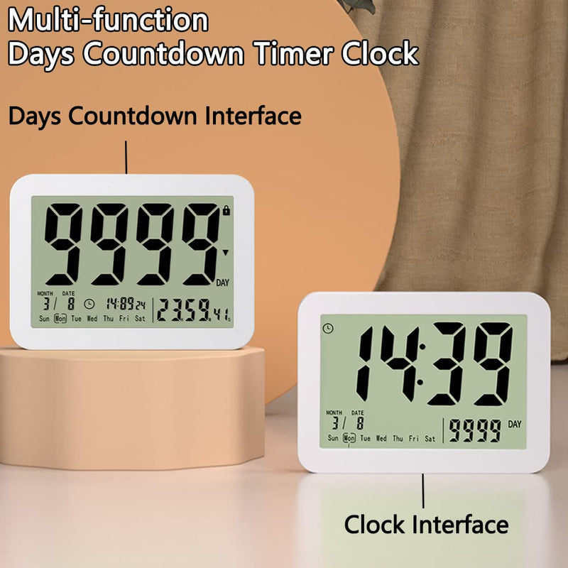 Digital Countdown Days Timer Clock- 9999 Days Count Down Timer with Stand Strong Magnetic Back for Retirement Wedding Vacation Birthday Exam Lab Kitchen Cooking M281 Day Timer
