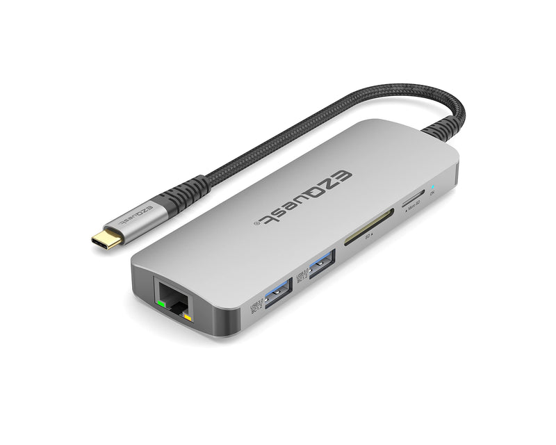 EZQuest USB-C Hub Docking Station 10 in 1 with 4K HDMI 60Hz, 1 GBS Ethernet, 2 USB C Gen 2 10Gbs, 1 PD 3.0, 2 USB-A 3.0, Audio Ports, SD/Micro SD, Compatible with USB Type C/Thunderbolt Computers 10 in 1 - Gen 2