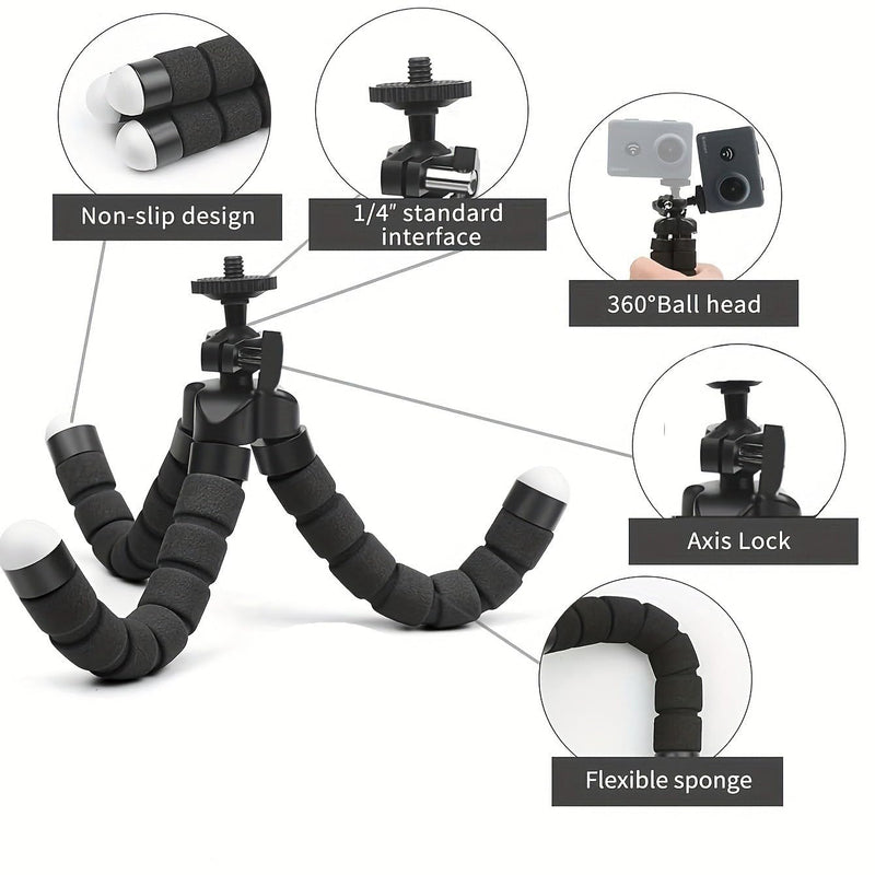 Phone Tripod, Portable and Flexible Tripods with Clip, Cell Phone Tripode Stand for Video Recording