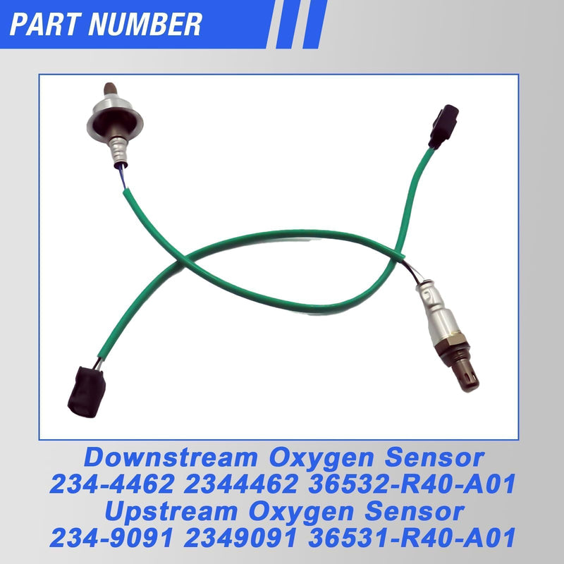 Oxygen O2 Sensor 234-9091 234-4462 Downstream Upstream Compatible with 2008 2009 2010 2011 2012 Honda Accord 2009-2014 Acura TSX 2.4L L4 Replaces # 36531-R40-A01 36532-R40-A01 Upstream & Downstream