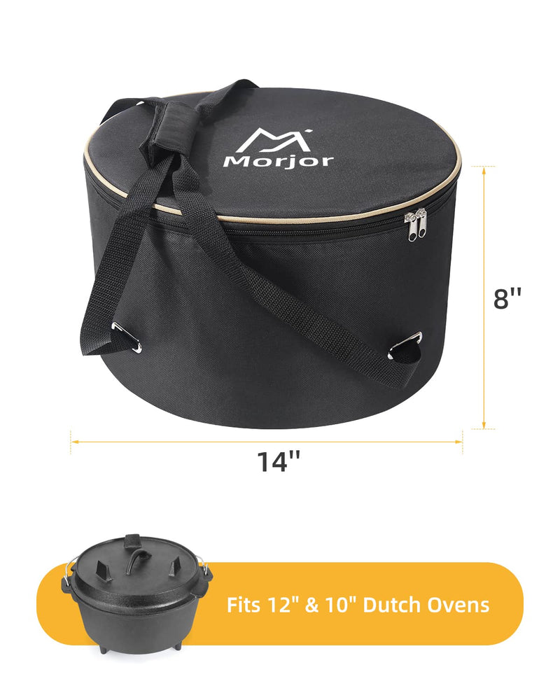 Morjor Dutch Oven Bag for 12 & 10 Inch Dutch Oven, Carry Bag with Extra Inner Crossed Straps & 2 Pockets 12 inch
