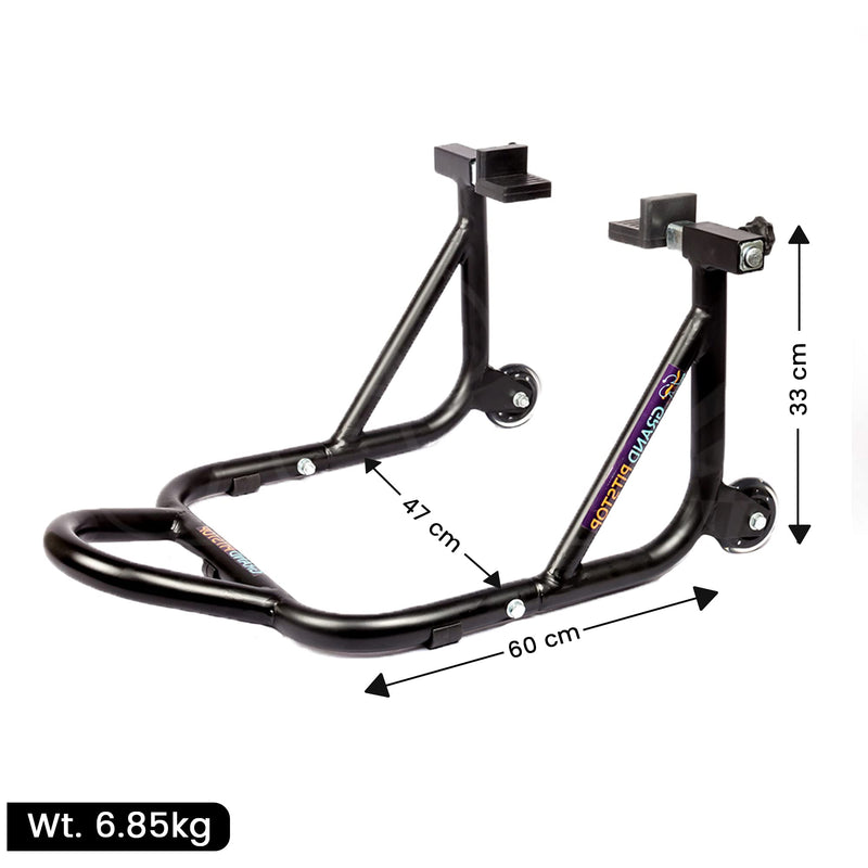 GRAND PITSTOP Motorcycle Stand, Paddock Lift Stand for Rear Wheel with Fork & Swingarm Spool,Weight capicity 529 lbs/240 Kg's, Dismantable Stand, for Honda Kawasaki Suzuki Motorcycles, Black