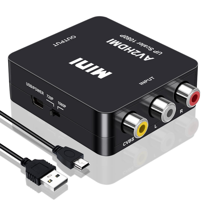 RCA AV to HDMI Converter, 1080P RCA Composite CVBS Audio Video Converter Supporting PAL/NTSC Compatible with PC/Laptop/Xbox /PS4 /TV/STB/VHS/VCR/Blue-Ray