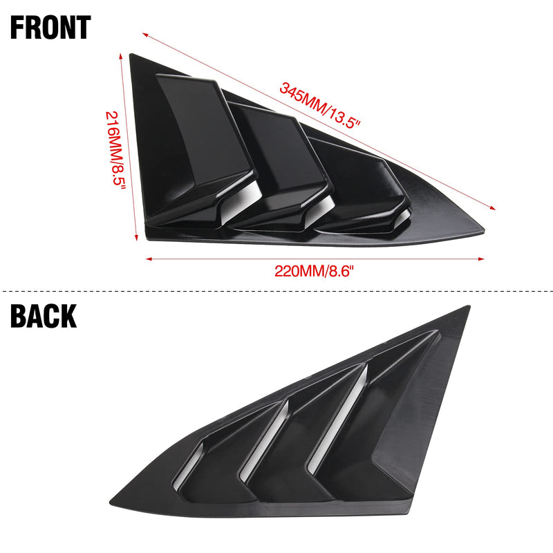 for 10th Gen Civic Sedan Rear Side Window Louvers Air Vent Scoop Shades Cover Blinds Racing Style Compatible with Civic Sedan 2021 2020 2019 2018 2017 2016 (Bright Black) Bright Black
