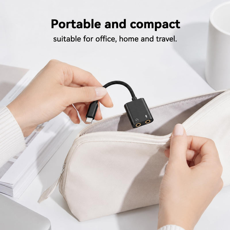 USB C Sound Card, Type C External Sound Card to Headphone and Microphone Jack Audio Adapter Compatible with Windows, Laptops, Desktops Windows
