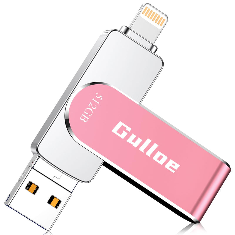 512GB Photo Stick USB Memory Phone Flash Drive, Gulloe External Memory Thumb Storage for Photo and Video Backup, Compatible with iPhone iPad Android PC (Pink) 512GB USB3.0-512GB-Pink