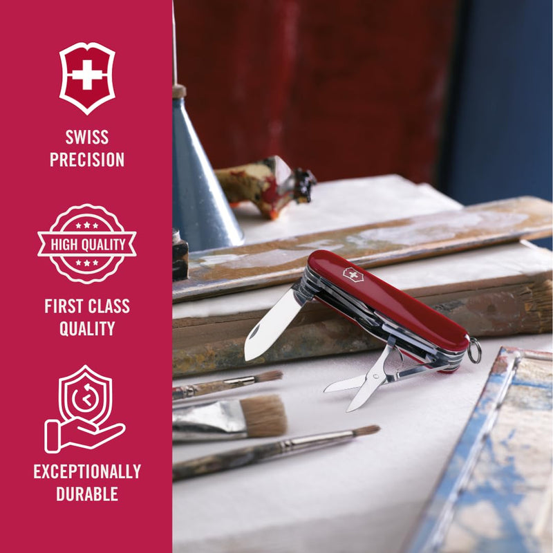 Victorinox Explorer Swiss Army Knife - 16 Function Pocket Tool - Red | Swiss Made Multi-Tool with Magnifying Glass, Phillips Screwdriver, Scissors, 2 Blades, and Can Opener - 91 mm Compact Size