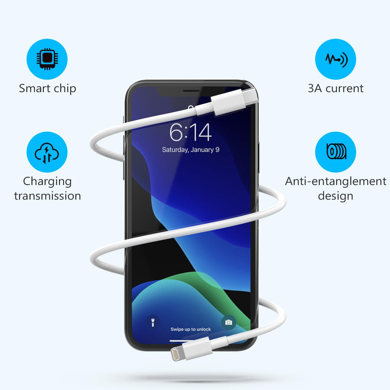 USB C to Lightning Cable 5 Pack 6FT [Apple MFi Certified] iPhone Fast Charger Fast Charging Type c to Lightning Cable for iPhone 14 13 12 11 Pro Max Xr Xs 8 and More - White