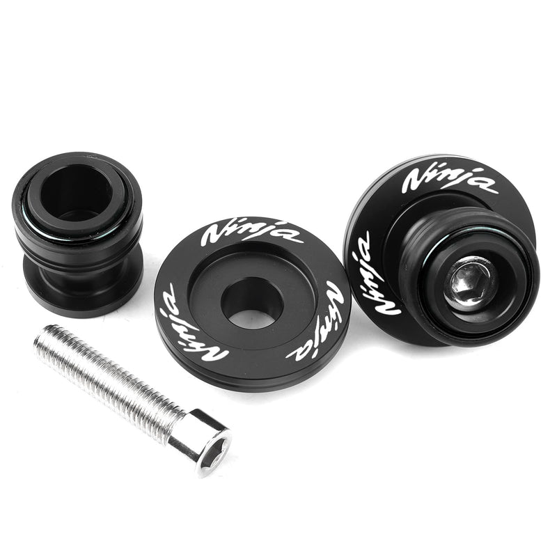Fit For KAWASAKI Ninja 650 2025 Ninja 500 SE Ninja 400 NINJA 1000 SX 2017-2024 2025 ZX-4RR ZX6R 636 ZX10R ZH2 CNC Motorcycle Swingarm Spool Sliders Stand Screws (Black) Black
