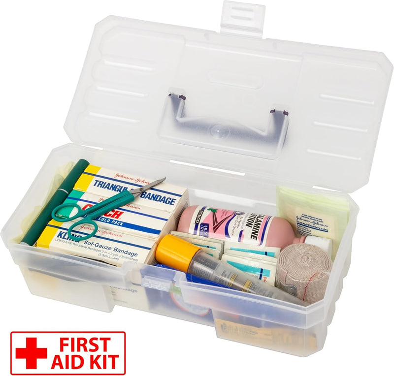 Akro-Mils 12-Inch ProBox Plastic Art Supply, Hobby or Craft Storage Toolbox, Model 09912CLPUR, (12-Inch x 5-1/2-Inch x 4-Inch), Clear