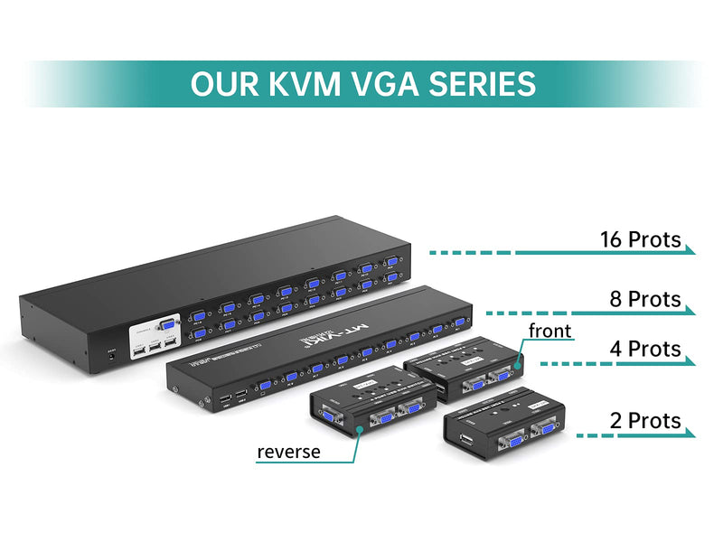 MT-VIKI 8 Port KVM Switch+ 16ft 2-in-1 VGA KVM Cable