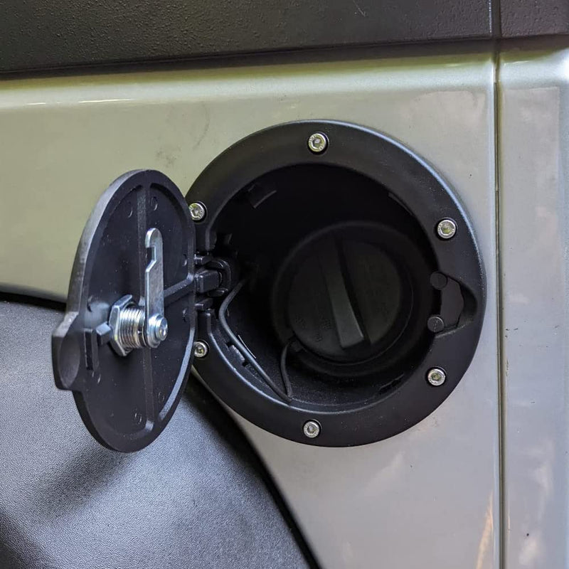 Fuel Filler Door Locking Gas Tank Cap Cover Compatible with 2007-2018 Jeep Wrangler JK JKU Sport Rubicon Sahara Unlimited With key