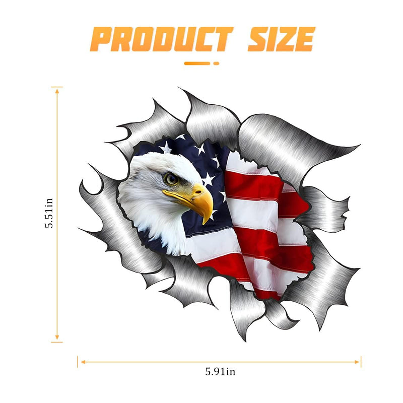 2 Pack American Bald Eagle Car Decal Sticker, 5.91X5.51 Inch Patriotic Eagle Truck Decal Waterproof Bumper Sticker for Car Truck Trailer SUV Van Outdoor Window Wall Laptop Tablet Glass (Number 3) Number 3