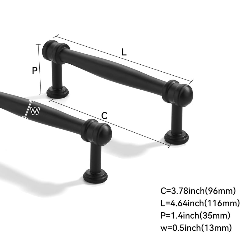 10 Pack 3-3/4 inch(96mm) Center to Center Black Cabinet Pulls Solid Cabinet Hardware Heavy-Duty Drawer Pulls Kitchen Handles for Cabinets Cupboard Handles 3-3/4 inch(96mm)Center to Center 10 Pack