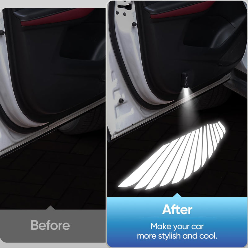 2 PCS Car LED Angel Wing Car Door Light Logo Projector Car Brand Logo LED Ghost Shadow Light Projector car open door light car welcome light car door projector lights (Angel Wings) Angel Wings
