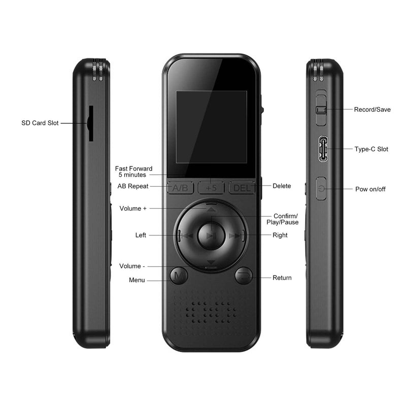 128GB Digital Voice Recorder with Playback Voice Activated Recorder with Noise Reduction A-B Repeat for Lectures Meeting Classes Interviews