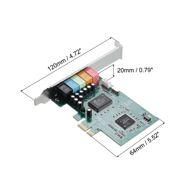 MECCANIXITY PCIe Sound Card, Internal 5.1 Stereo Audio Card 24 Bit with CD Computer Case Built-in PCIe Channel Adapter Board for Desktop, PC, Computer