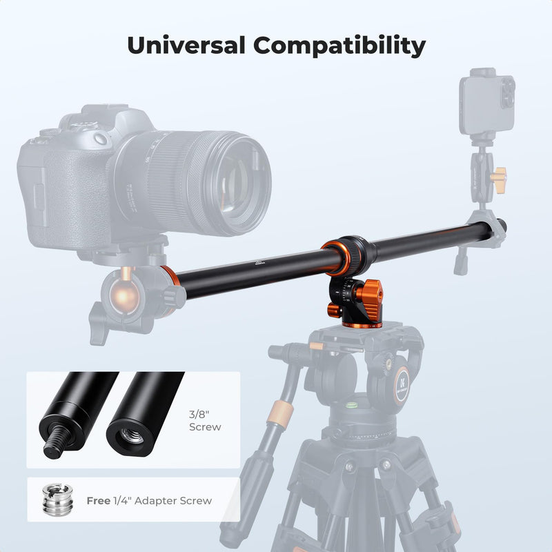 K&F CONCEPT 32" Aluminum Horizontal Tripod Extension Arm | 2-Section Detachable Center Column, D-Shaped Tube, 360° Rotatable&180° Tilt, Overhead Macro Photography, Support 11lbs, MS105 MS105 32"