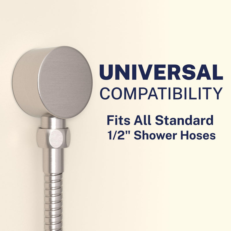 HammerHead Showers Solid Metal Drop Ell Wall Mount Elbow, 1/2" Shower Hose Connector, Round Handheld Shower Head Elbow Adapter, Shower Drop, Brushed Nickel