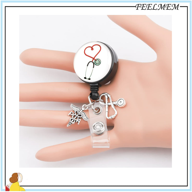 FEELMEM PA Medical Stethoscope Retractable Badge Holder Reel Clip - Physician Assistant, Medical Student, Nurse Gift