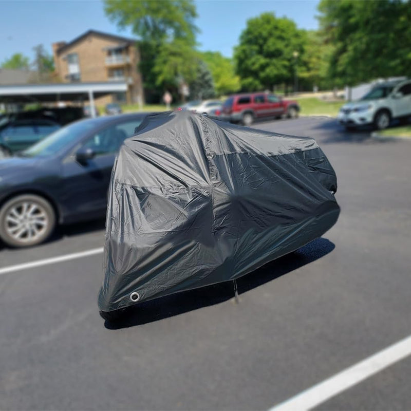 Motorcycle Cover Waterproof, Outdoor Motorbike Cover with Lock-Holes, All Season Protection Motorbike Vehicle Covers Fits up to 97" Motorcycles, Size 2XL - Black XXL - 97"