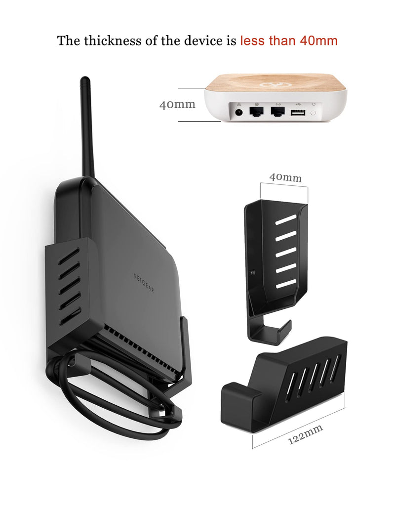 Universal Laptop Wall Mount Holder Cable Box Wall Mount Build-in Cable Management Hook Compatible with Laptops/WiFi Routers/Macbooks/TV Boxes/Network Switches/Modems/Audio Devices and More(Black) Black