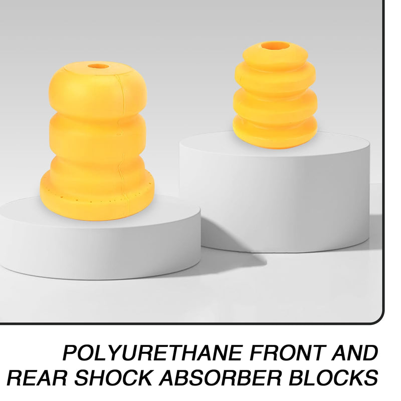 Pack-4 Car Front Lower Suspension Bump Rubber Pad, Replacement 15153958 15039397, Front and Rear Side Control Arm Bumper Shock Absorbing Block, Compatible with Cadillac Chevrolet GMC (Yellow)