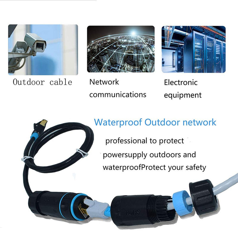 10PCS M23 Shielded RJ45 Waterproof Cat5/5e/6 8P8C Connector IP67 Ethernet LAN Cable Connector Double Head Outdoor LAN Coupler Adapter Female to Female 10