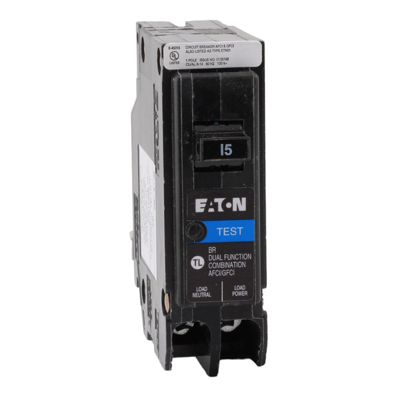 CUTLER-HAMMER BRP115DF 15 Amp Single Pole Dual Function Circuit Breaker - AFCI/GFCI Protection, 120 Volt, Plug-On Neutral, UL Listed (1)