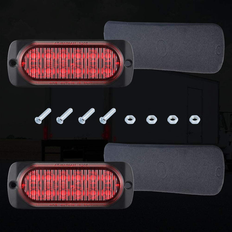 AT-HAIHAN Pack of 2 Aluminum Housing Red LED Trailer Stop Brake Turn Tail Lights, DOT Compliant Waterproof Surface Mount Lighting for Truck Tractor Jeep RV 4.4 INCH