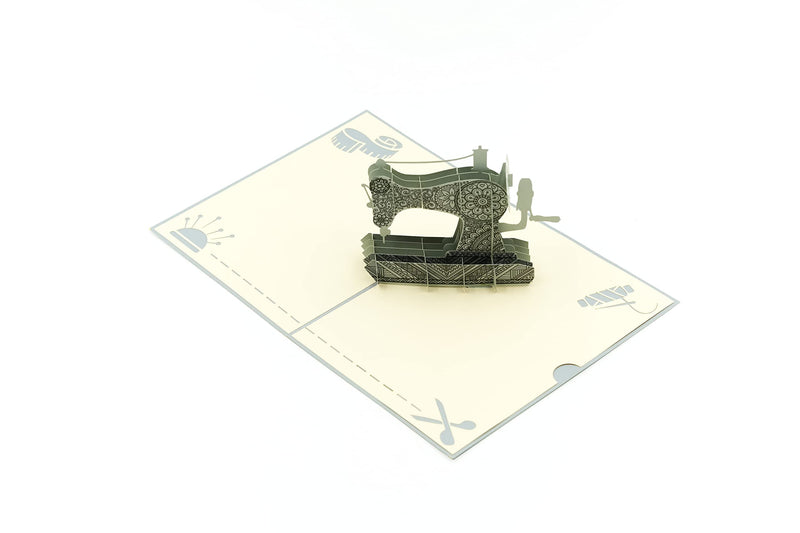 Rykamia Vintage Sewing Machine Pop Up Card - Multi-Occasion Greetings: Birthday, Anniversary, Retirement, Thank You, Good Luck - Perfect For Tailors & Grandma