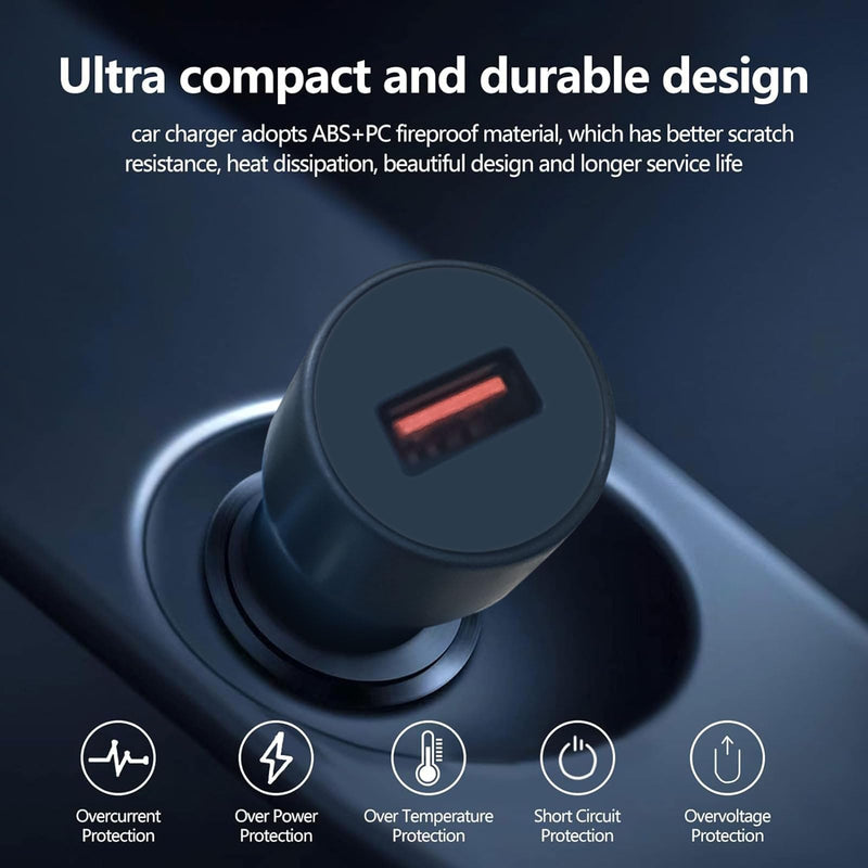 4 Pack Black Single USB-A Car Charger, Mini Car Cigarette Lighter Charger, No Charging Cables Included