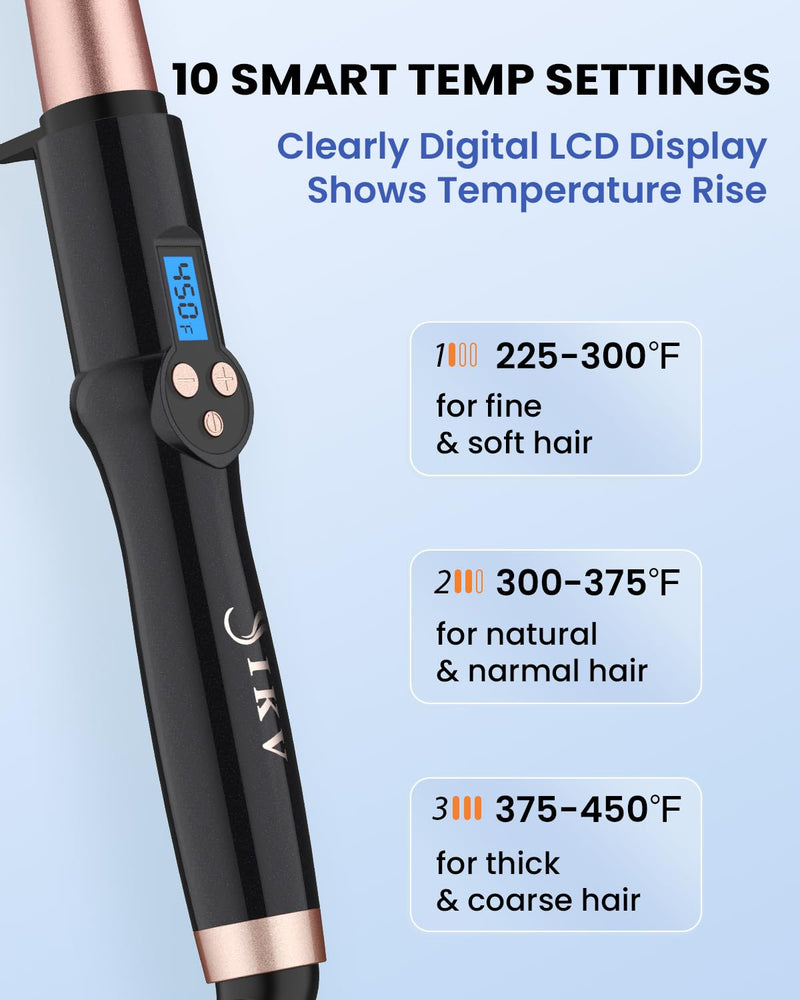  [AUSTRALIA] - Hair Curling Wand, 13-25mm Tapered Curling Wand Iron for Long Hair,Dual Voltage Hair Wand Curler with LCD Display|Glove Include