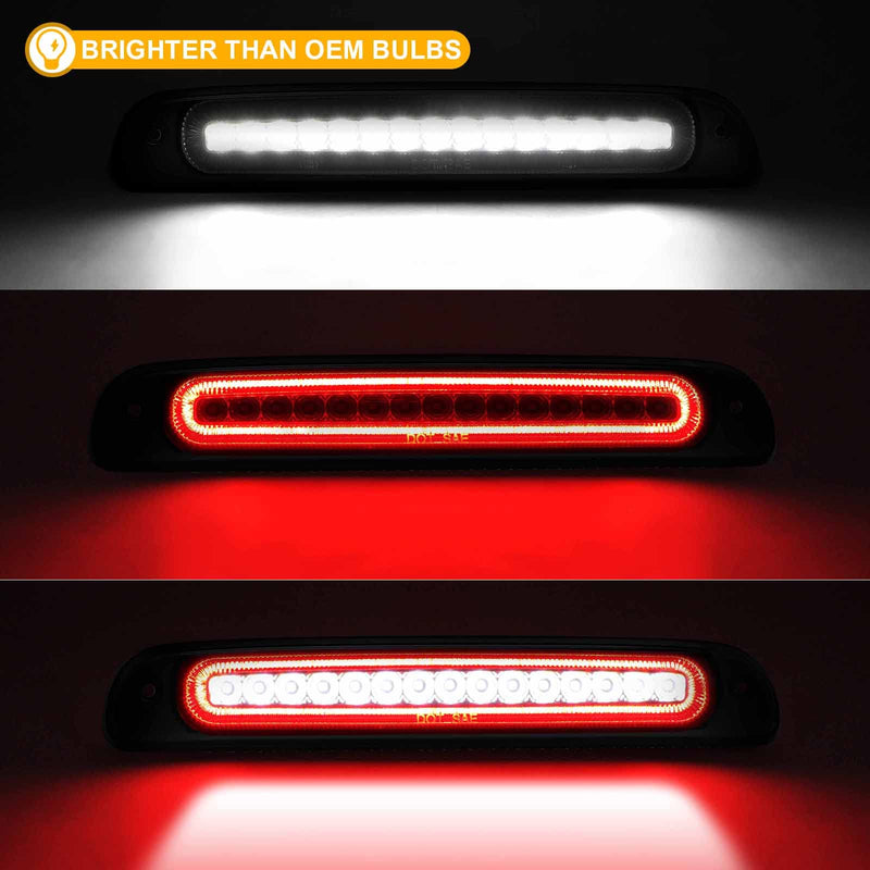 R&F Auto Led Strobe Third Brake Light Replacement for 1999-2016 F250 F350 F450 F550 Super Duty, for Ranger 1993-2011, 3rd Brake Light High Mount Stop Light + White Cargo Light with Seal Gasket M, for F250/F350/F450/F550 (1999-2016) Smoked